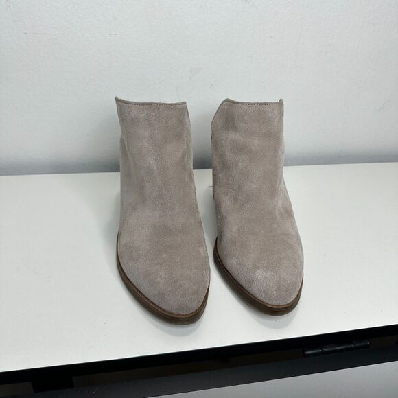 Dolce Vita Gray Selene Suede Almond toe Slide On Mule Bootie Block Heels 7.5 - Picture 4 of 15